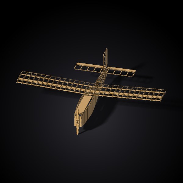 A balsa-style aeroplane: ribs and spars that slot together
