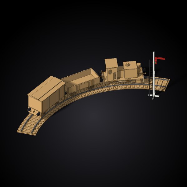 A railway diorama with a train on a curve