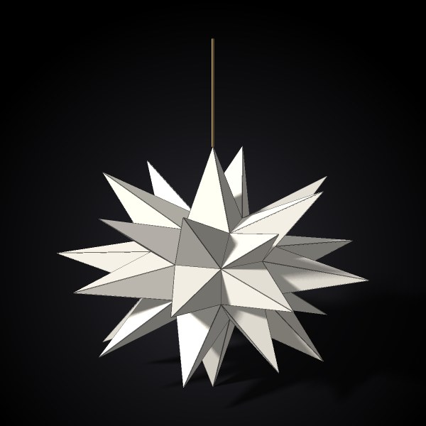 A 26-point Herrnhut star folded from vellum