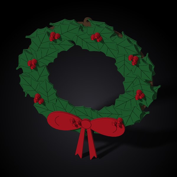 A holly wreath, layered and painted