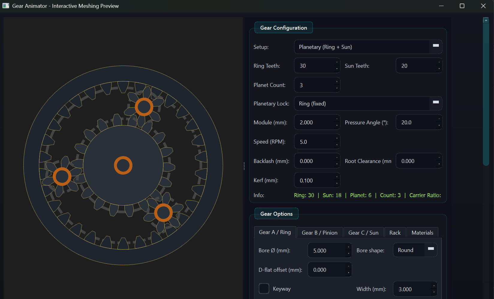 Parametric gear train generator
